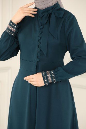 moda selvim Abaya 4521AH193 Petroleum - Thumbnail