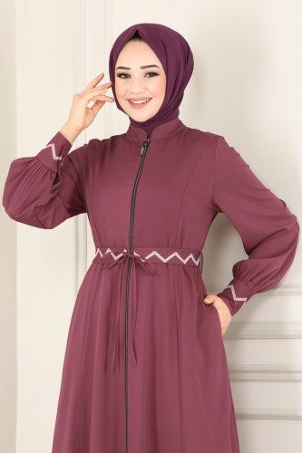 moda selvim Abaya 4523AH193 Dried Rose - Thumbnail
