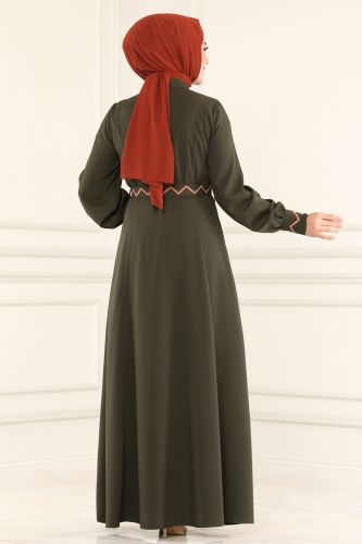 moda selvim Abaya 4523AH193 Khaki - Thumbnail