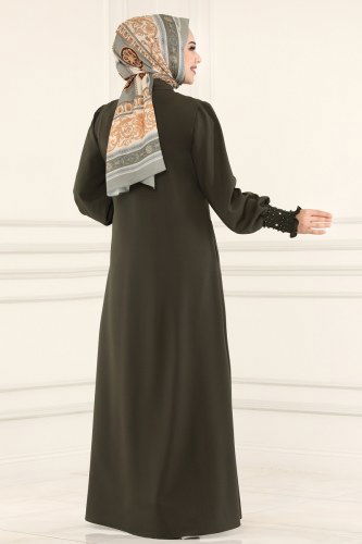 moda selvim Abaya 4570AH193 Khaki - Thumbnail