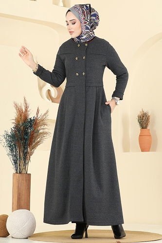 moda selvim Abaya 460DVL817 Anthracite - Thumbnail