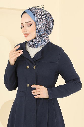moda selvim Abaya 460DVL817 Navy Blue - Thumbnail