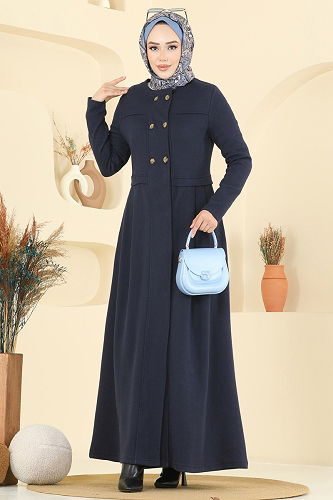 moda selvim عباءة كحلي 460DVL817 - Thumbnail