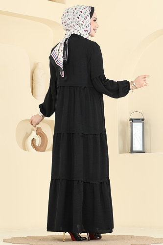 moda selvim Abaya 5633ZNN863 Black - Thumbnail