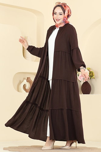 moda selvim عباءة بني 5633ZNN863 - Thumbnail