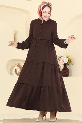 moda selvim عباءة بني 5633ZNN863 - Thumbnail