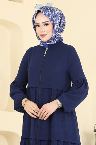 moda selvim عباءة كحلي 5633ZNN863 - Thumbnail