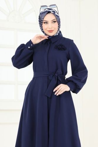 moda selvim Abaya 5659EDF311 Dark Navy Blue - Thumbnail