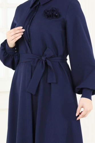 moda selvim Abaya 5659EDF311 Dark Navy Blue - Thumbnail