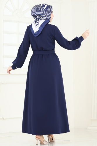 moda selvim Abaya 5659EDF311 Dark Navy Blue - Thumbnail