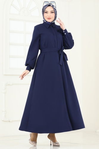 moda selvim Abaya 5659EDF311 Dark Navy Blue - Thumbnail