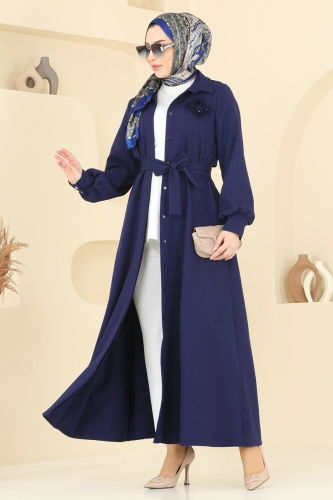 moda selvim Abaya 5659EDF311 Navy Blue - Thumbnail