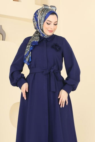 moda selvim Abaya 5659EDF311 Navy Blue - Thumbnail