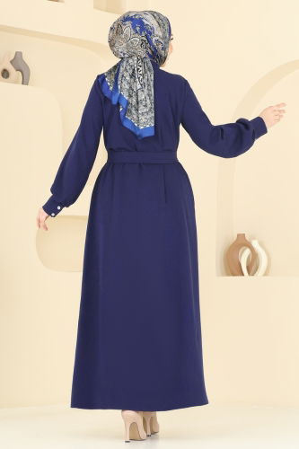 moda selvim Abaya 5659EDF311 Navy Blue - Thumbnail