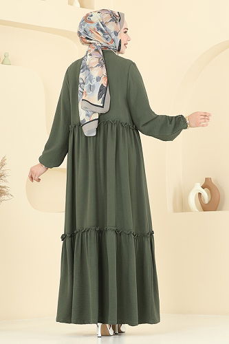 moda selvim Abaya 6016UZ662 Khaki - Thumbnail