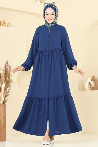 moda selvim Abaya 6016UZ662 Navy Blue - Thumbnail