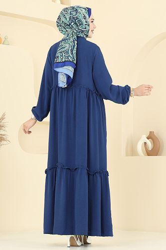 moda selvim Abaya 6016UZ662 Navy Blue - Thumbnail