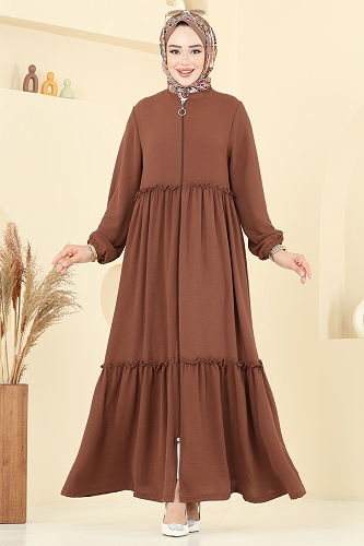 moda selvim Abaya 6016UZ662 Tan - Thumbnail