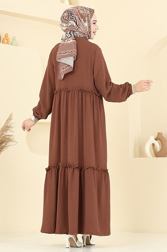 moda selvim Abaya 6016UZ662 Tan - Thumbnail