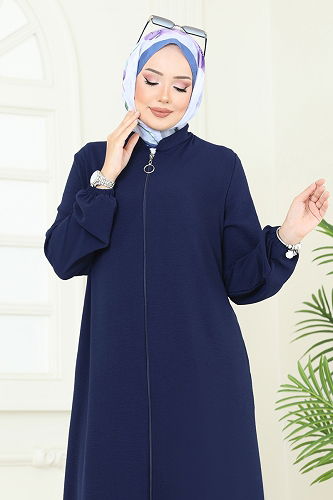 moda selvim Abaya 6019UZ662 Navy Blue - Thumbnail