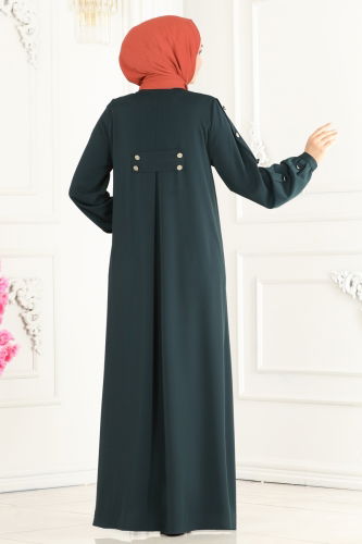 moda selvim Abaya 6027AH193 Dark Emerald - Thumbnail