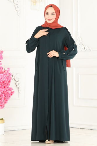 moda selvim Abaya 6027AH193 Dark Emerald - Thumbnail