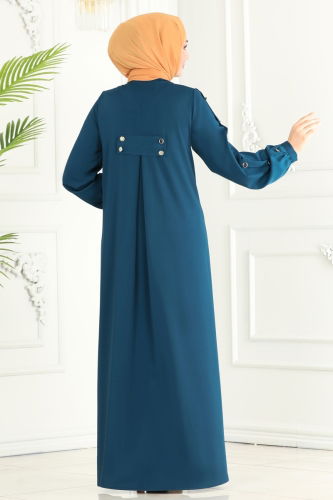 moda selvim Abaya 6027AH193 Petroleum - Thumbnail