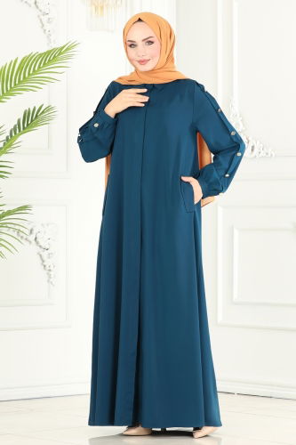 moda selvim Abaya 6027AH193 Petroleum - Thumbnail