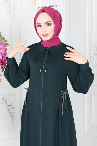 moda selvim Abaya 6028AH193 Emerald - Thumbnail