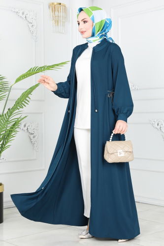 moda selvim Abaya 6028AH193 Petroleum - Thumbnail