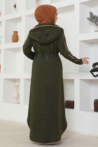 moda selvim Abaya 6053AH193 Khaki - Thumbnail