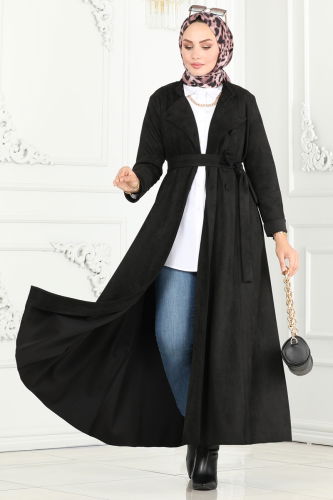 moda selvim Abaya 6605YG95 Black - Thumbnail