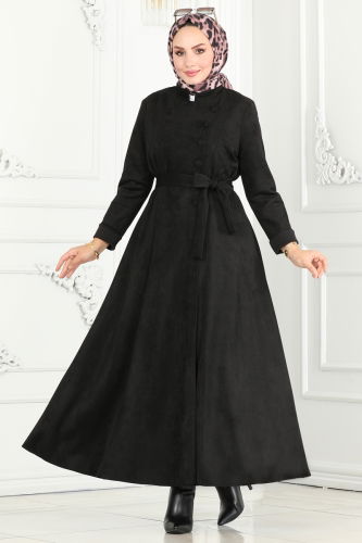 moda selvim Abaya 6605YG95 Black - Thumbnail