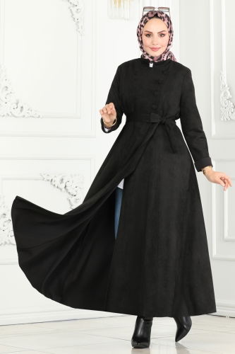 moda selvim Abaya 6605YG95 Black - Thumbnail