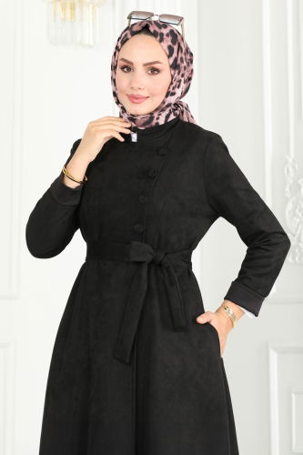 moda selvim Abaya 6605YG95 Black - Thumbnail