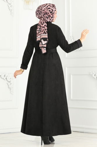 moda selvim Abaya 6605YG95 Black - Thumbnail