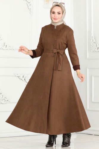 moda selvim Abaya 6605YG95 Brown - Thumbnail