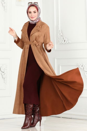 moda selvim Abaya 6605YG95 Camel - Thumbnail