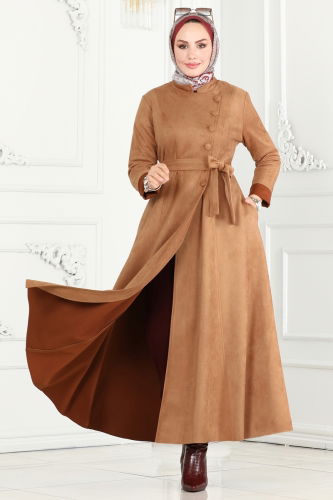 moda selvim Abaya 6605YG95 Camel - Thumbnail