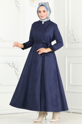 moda selvim Abaya 6605YG95 Navy Blue - Thumbnail