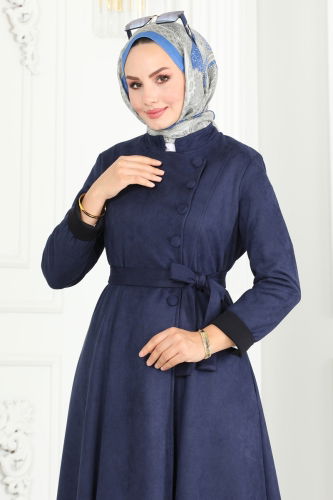 moda selvim Abaya 6605YG95 Navy Blue - Thumbnail