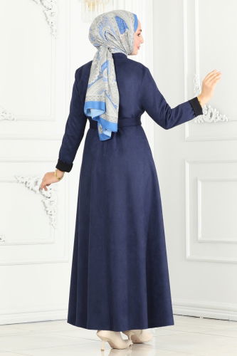 moda selvim Abaya 6605YG95 Navy Blue - Thumbnail