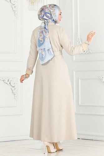moda selvim Abaya 6605YG95 Stone - Thumbnail