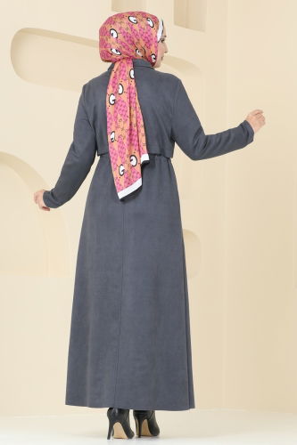 moda selvim Abaya 6606YG95 Anthracite - Thumbnail