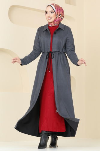 moda selvim Abaya 6606YG95 Anthracite - Thumbnail