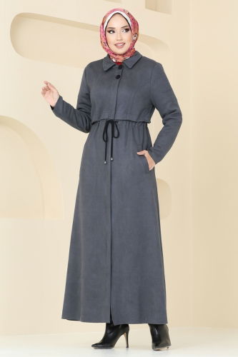 moda selvim Abaya 6606YG95 Anthracite - Thumbnail