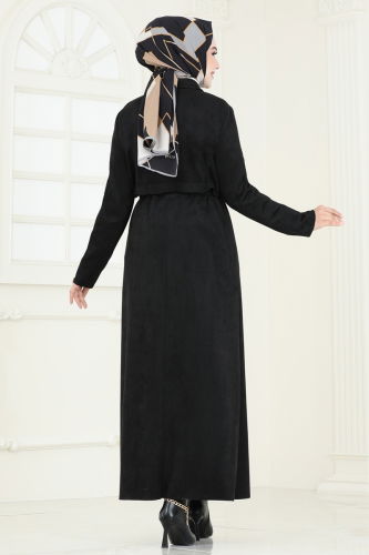 moda selvim Abaya 6606YG95 Black - Thumbnail