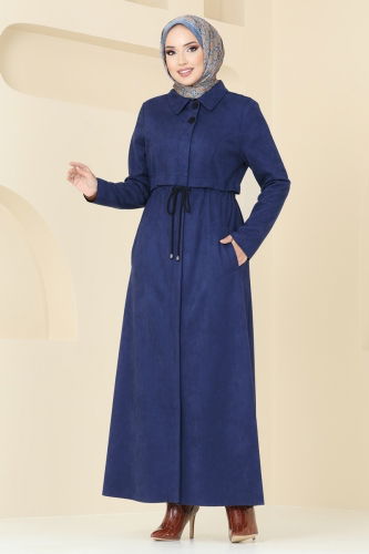 moda selvim Abaya 6606YG95 Navy Blue - Thumbnail