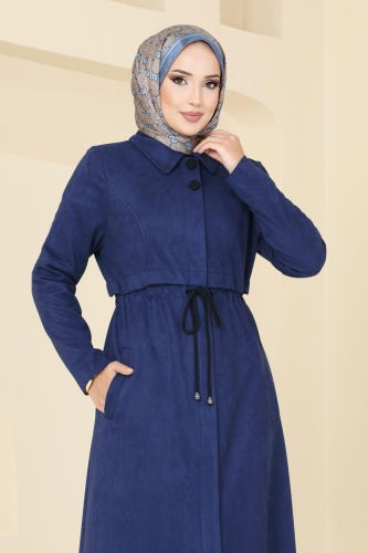 moda selvim Abaya 6606YG95 Navy Blue - Thumbnail