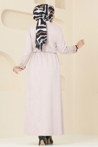 moda selvim Abaya 6606YG95 Stone - Thumbnail